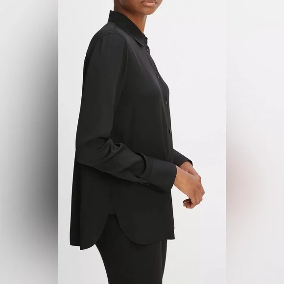 VINCE Slim Fitted Stretch-Silk Blouse, M - Picture 6 of 7